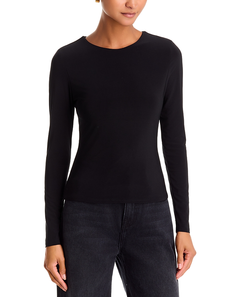 Aqua Crewneck Long Sleeve Matte Jersey Top - Exclusive