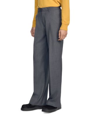 Croisee Wool Wide Leg Pinstripe Suit Trousers