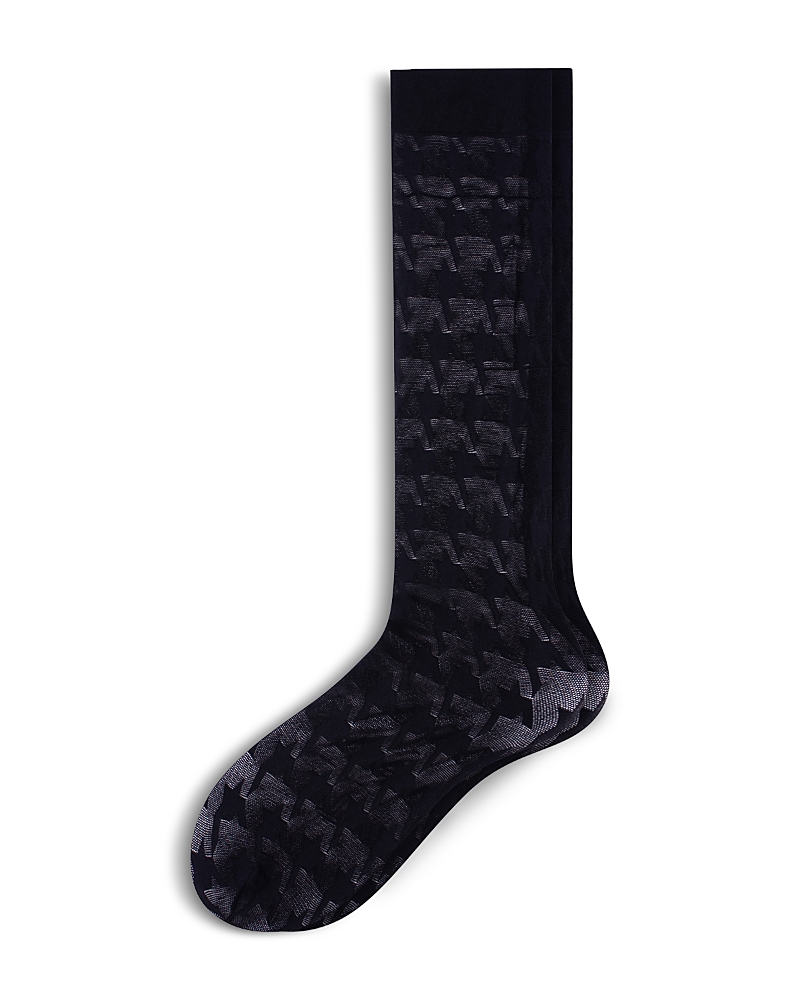 Hue Bold Houndstooth Knee High Socks In Black