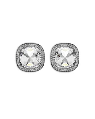 Una Crystal Cushion Halo Stud Earrings