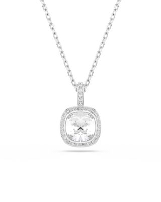 Una Crystal Cushion Halo Pendant Necklace, 14.87-17.75" 