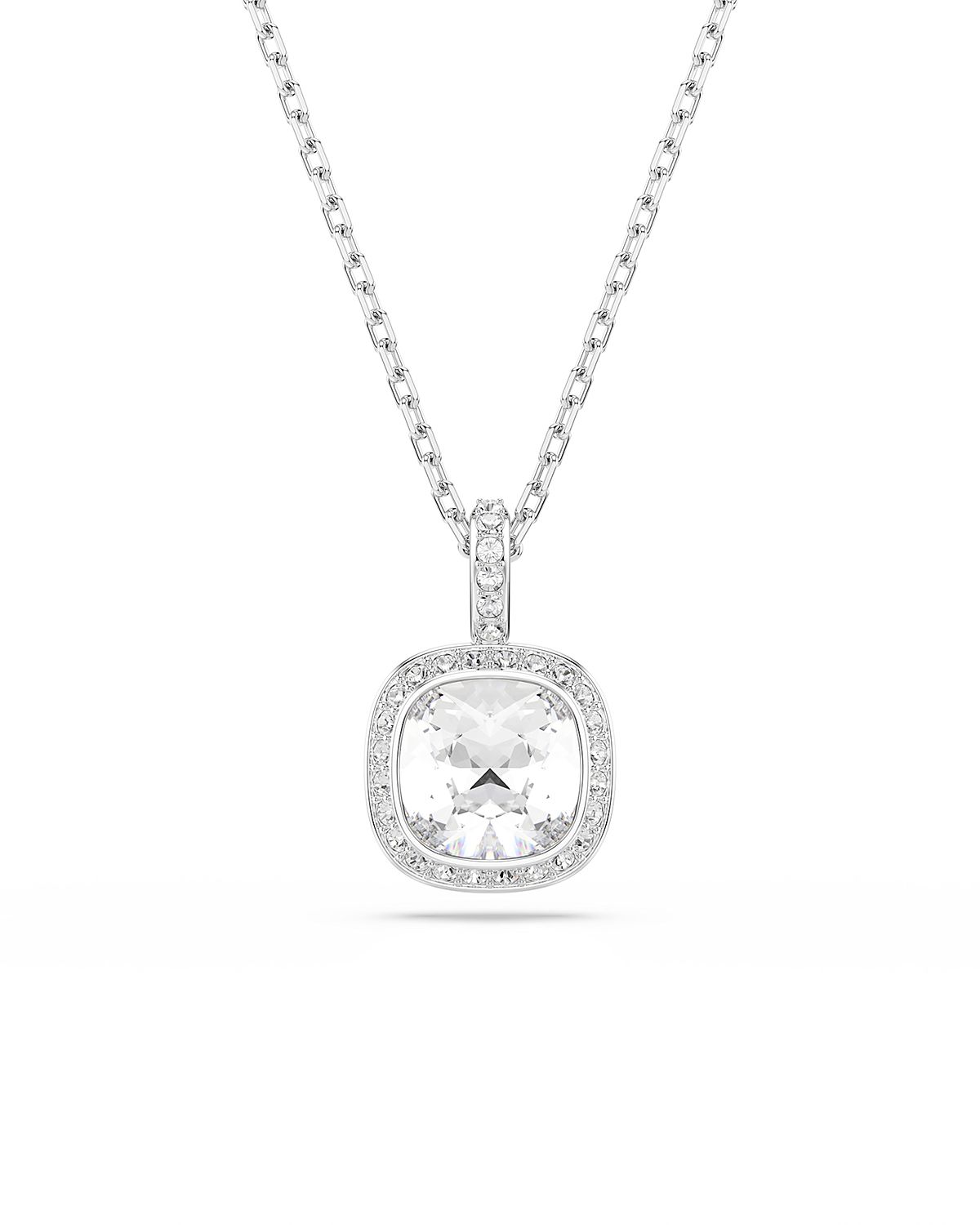 Swarovski Una Crystal Cushion Halo Pendant Necklace, 14.87-17.75