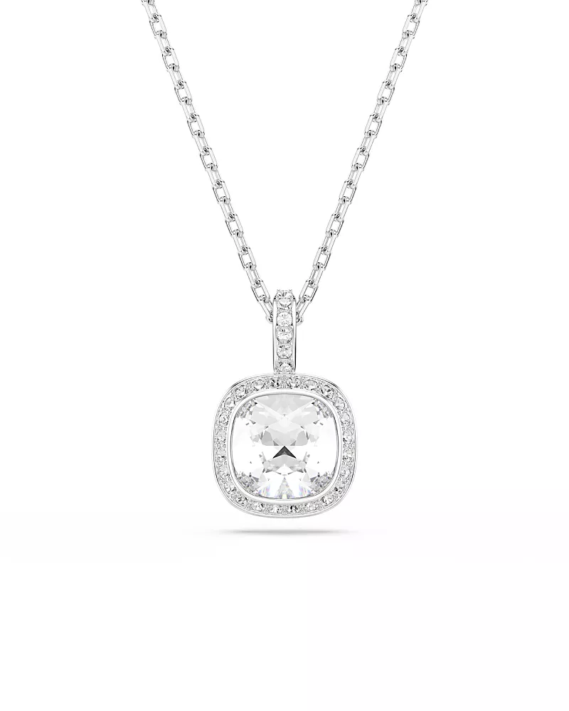 Swarovski Una Crystal Cushion Halo Pendant Necklace, 14.87-17.75