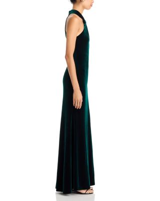 Velvet Knot Neck Sheath Dress - Exclusive - thumbnail 5