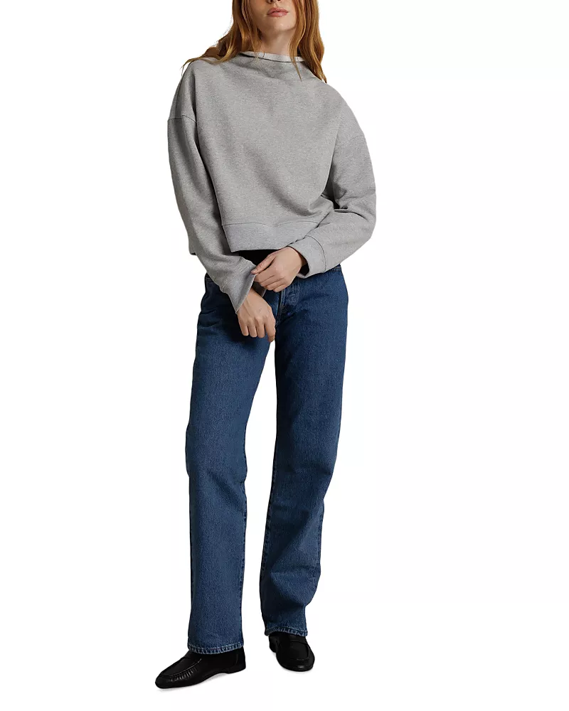 perfectwhitetee Arden French Terry Mock Neck Sweatshirt