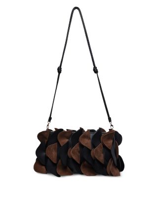 Leather & Suede Flower Clutch