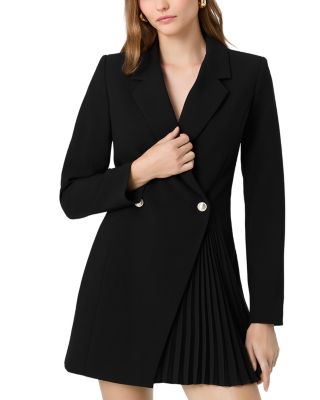 Azra Twill Pleated Tuxedo Dress