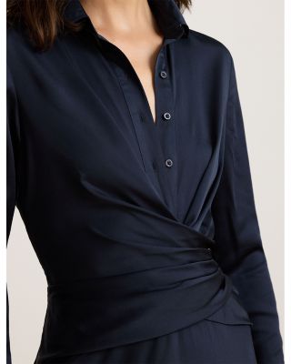 Pleated Button Up Charmeuse Gown - thumbnail 5