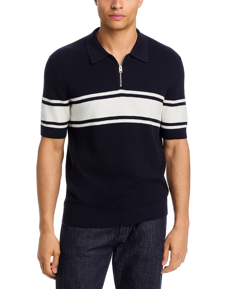 Hugo Sholton Quarter Zip Stripe Polo Shirt