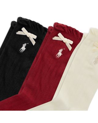 Girls' Velvet Ribbon Socks, 3 Pack - Little Kid, Big Kid