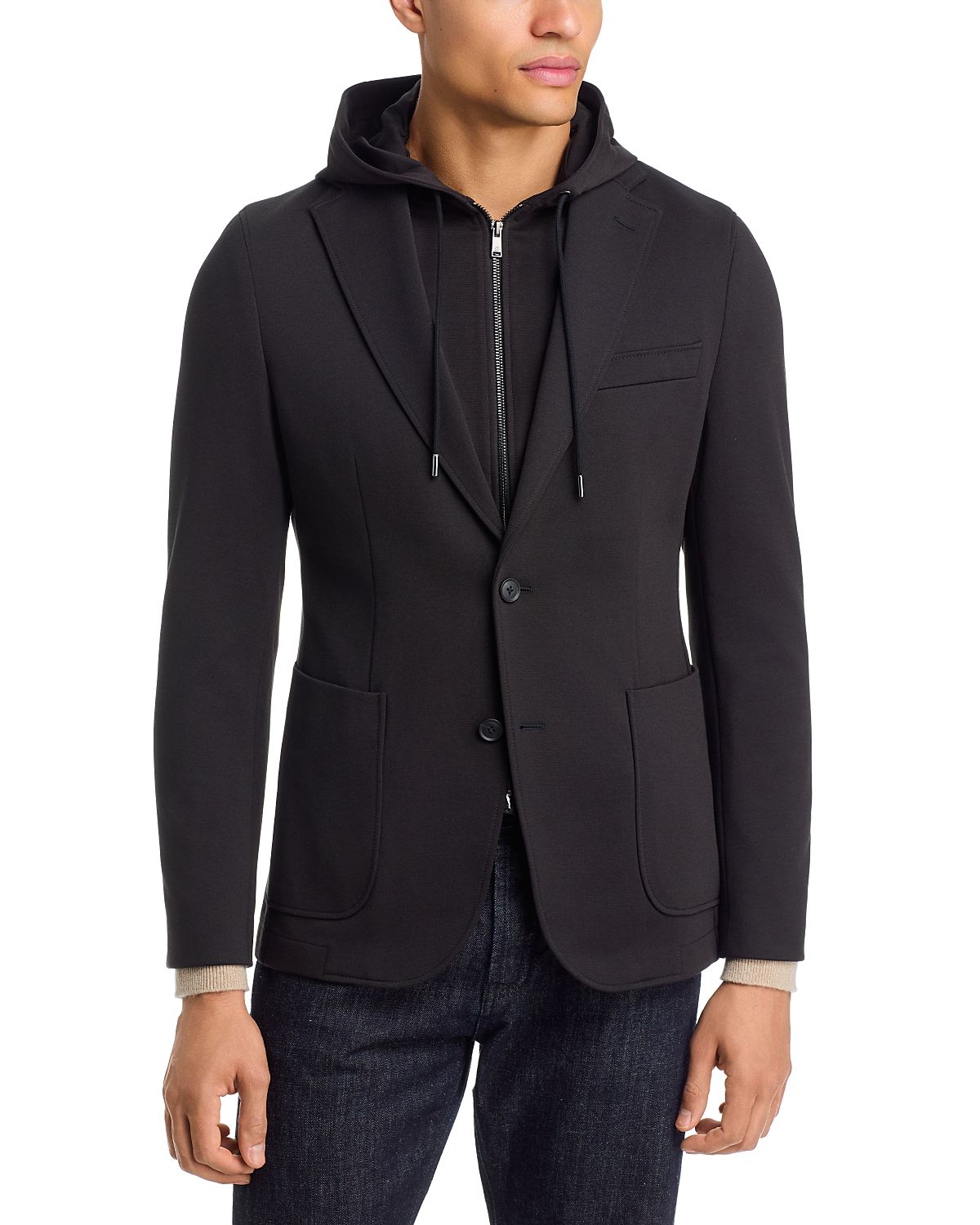 Boss Hanry Slim Fit Sport Coat & Removable Drawstring Bib Hoodie