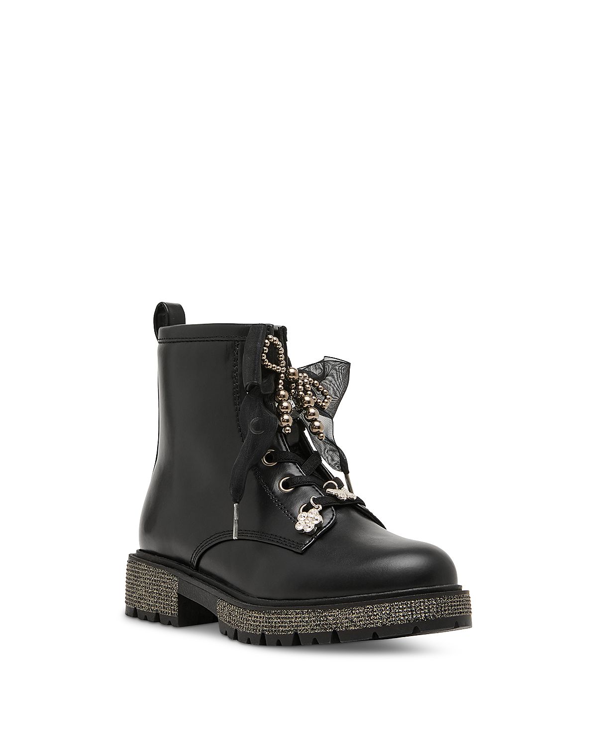 Steve Madden Girls' Luxelle Embellished Lace Up Boots Toddler, Little Kid, Big Kid