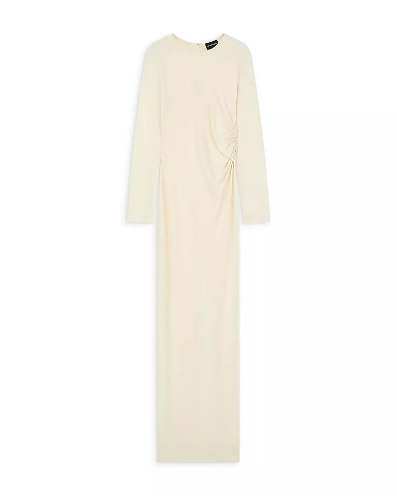 Emporio Armani Long Sleeve Ruched Column Dress