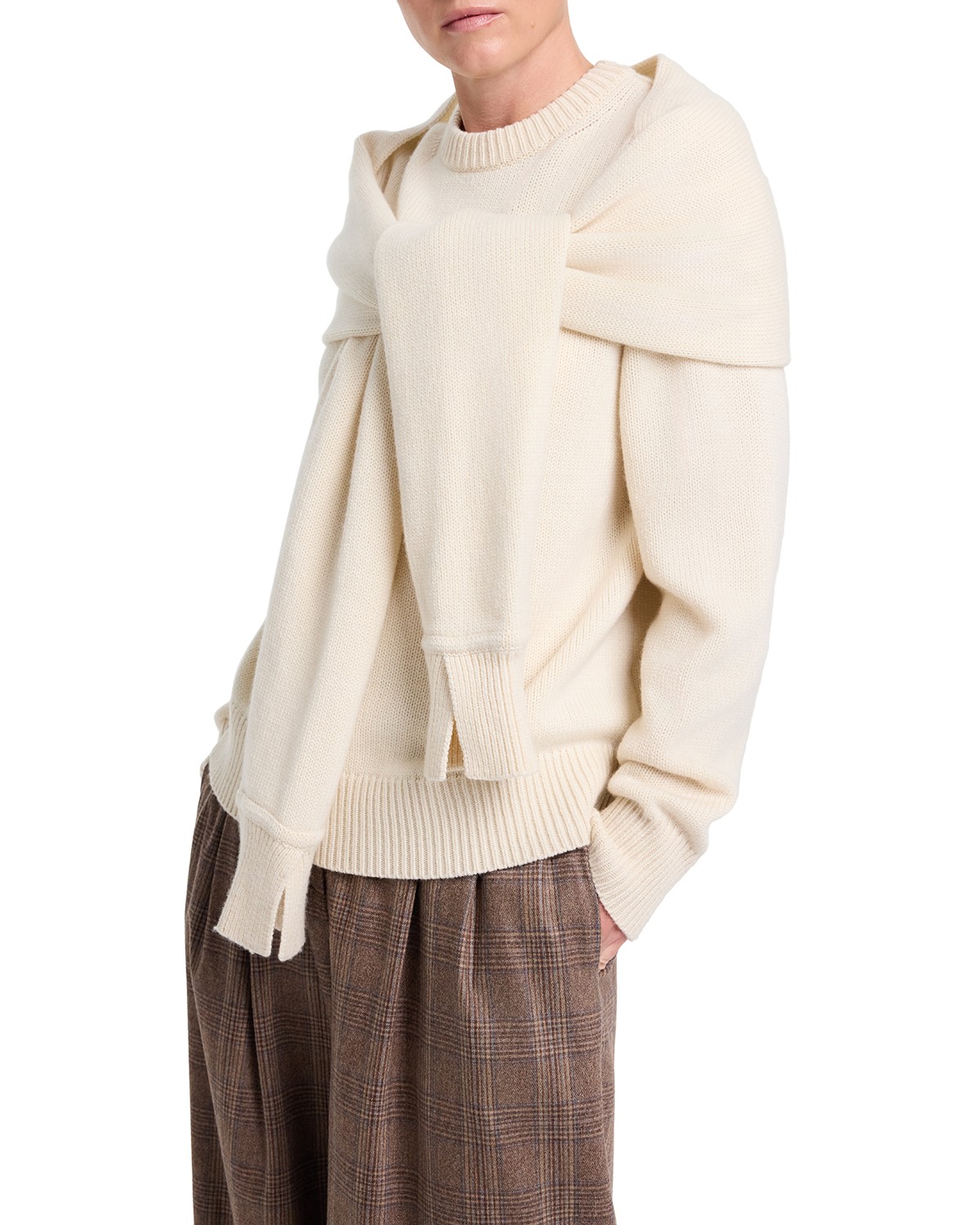 Cashmere Shrug Overlay Crewneck Sweater
