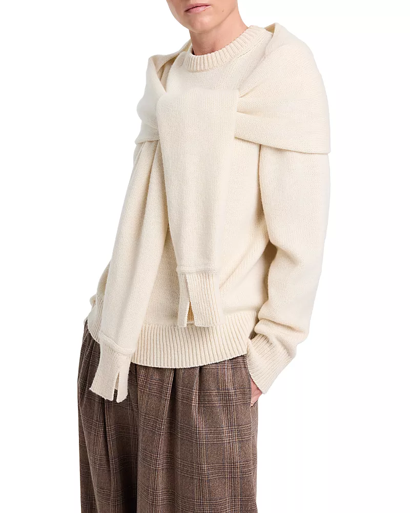 Twp Cashmere Shrug Overlay Crewneck Sweater