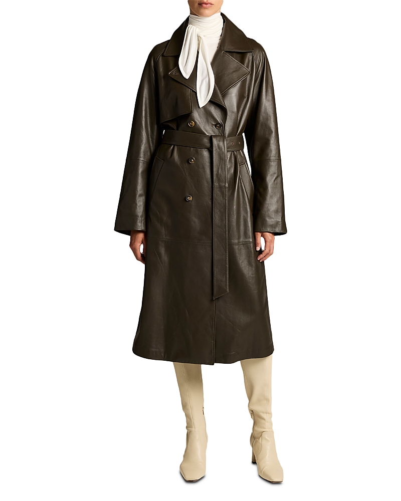 Vince Belted Leather Trench Coat