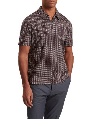 Grae Short Sleeve Geo Jacquard Zip Neck Polo