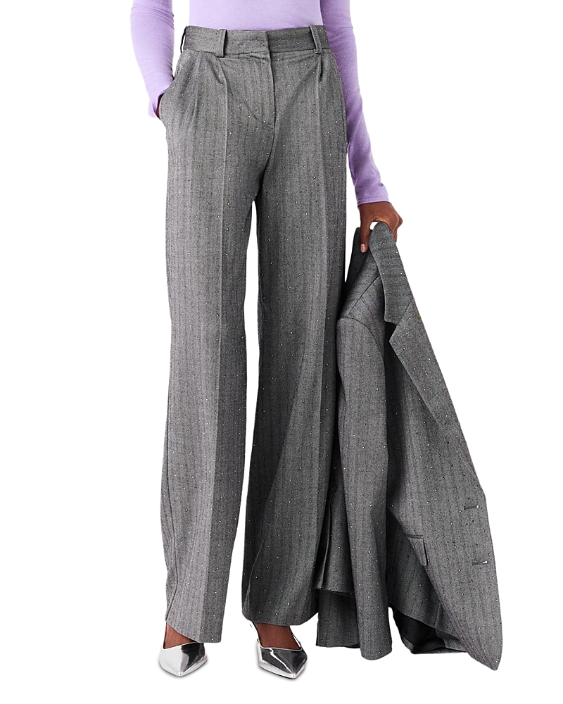 Maje Perpalus Rhinestone Pinstriped Suit Trousers