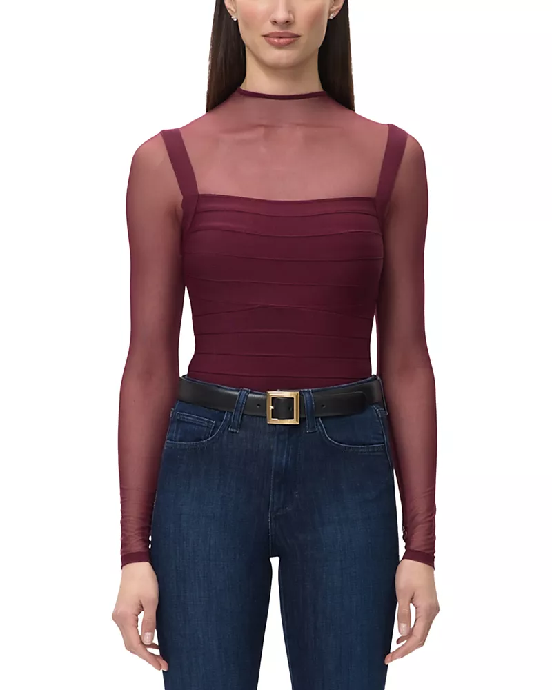 Herve Leger The Sabrina Illusion Mesh Top