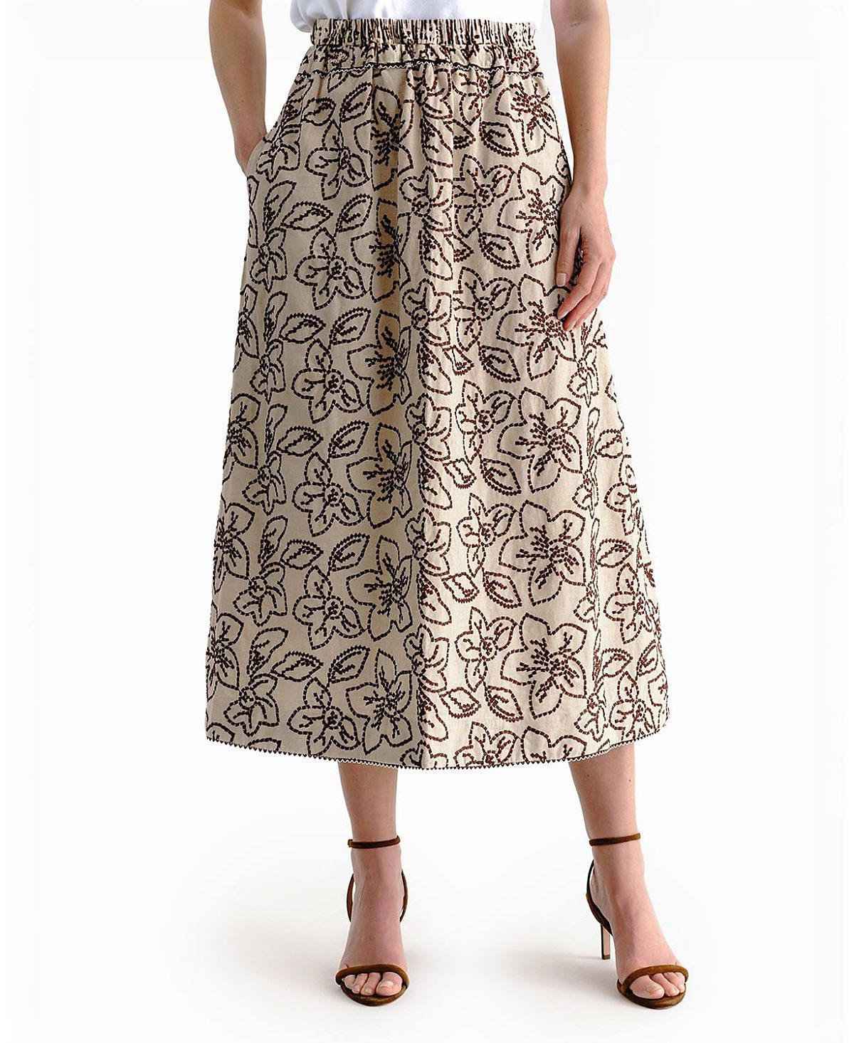 Cartolina Bea Embroidered Midi Skirt