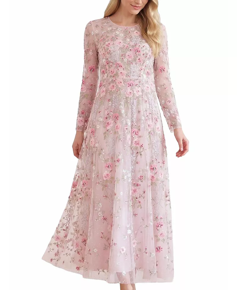 Needle & Thread Garden Rose Long Sleeve Maxi Gown