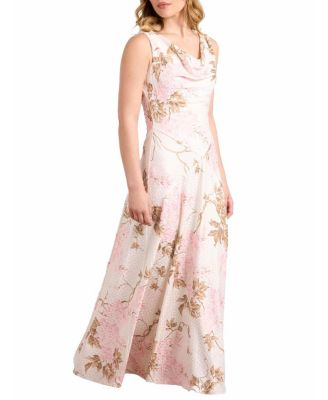 Wisteria Jacquard Cowl Neck Gown