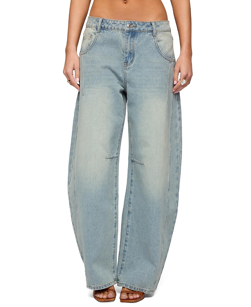 Edikted Ilara Low Rise Light Rinse Wash Barel Jeans