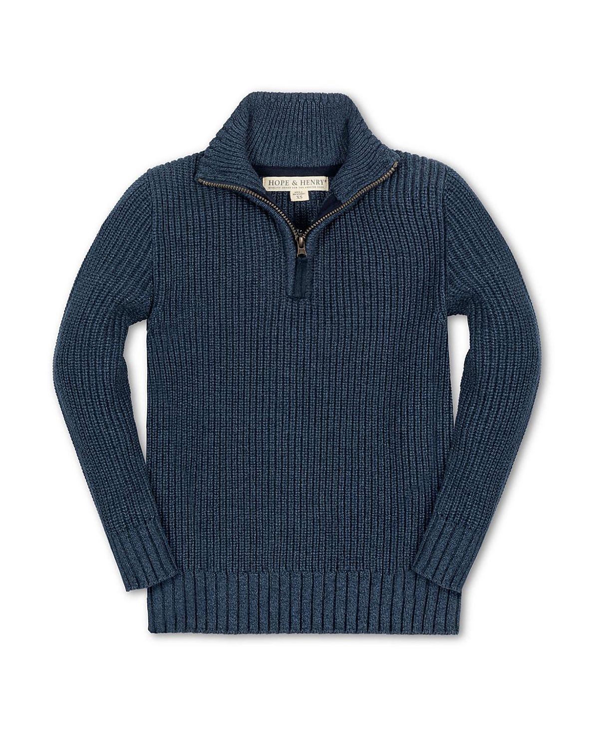 Hope & Henry Boys' Organic Half Zip Cardigan Stitch Sweater - Little Kid, Big Kid