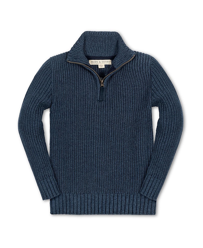 Hope & Henry Boys' Organic Half Zip Cardigan Stitch Sweater - Little Kid, Big Kid