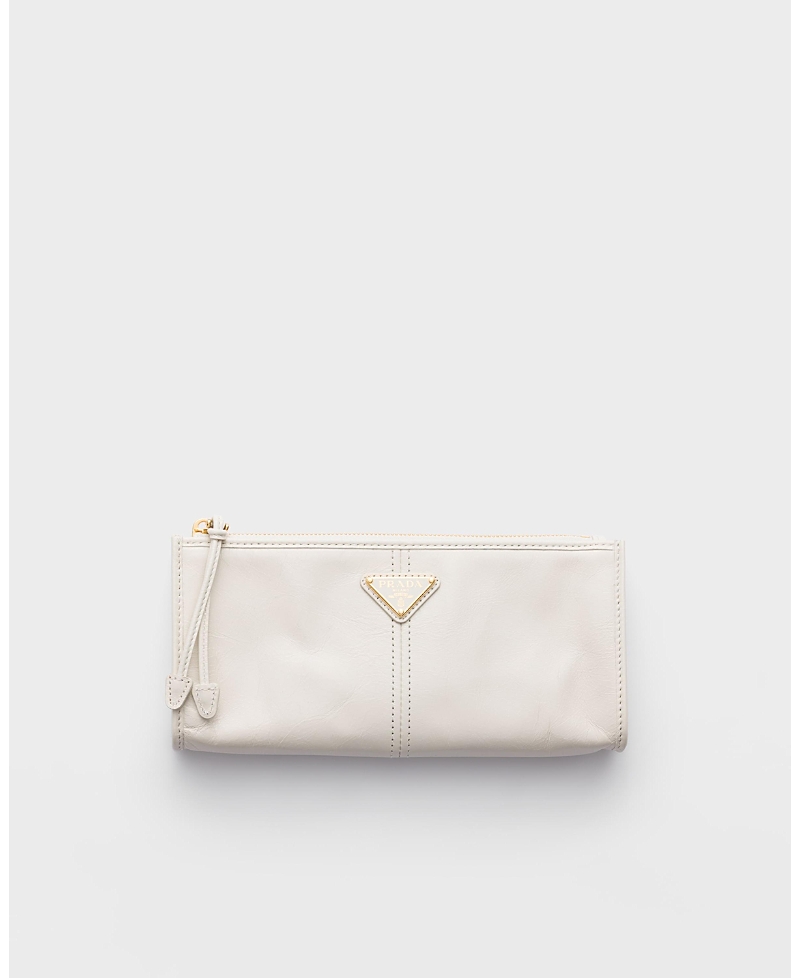 Prada Leather Pouch In White