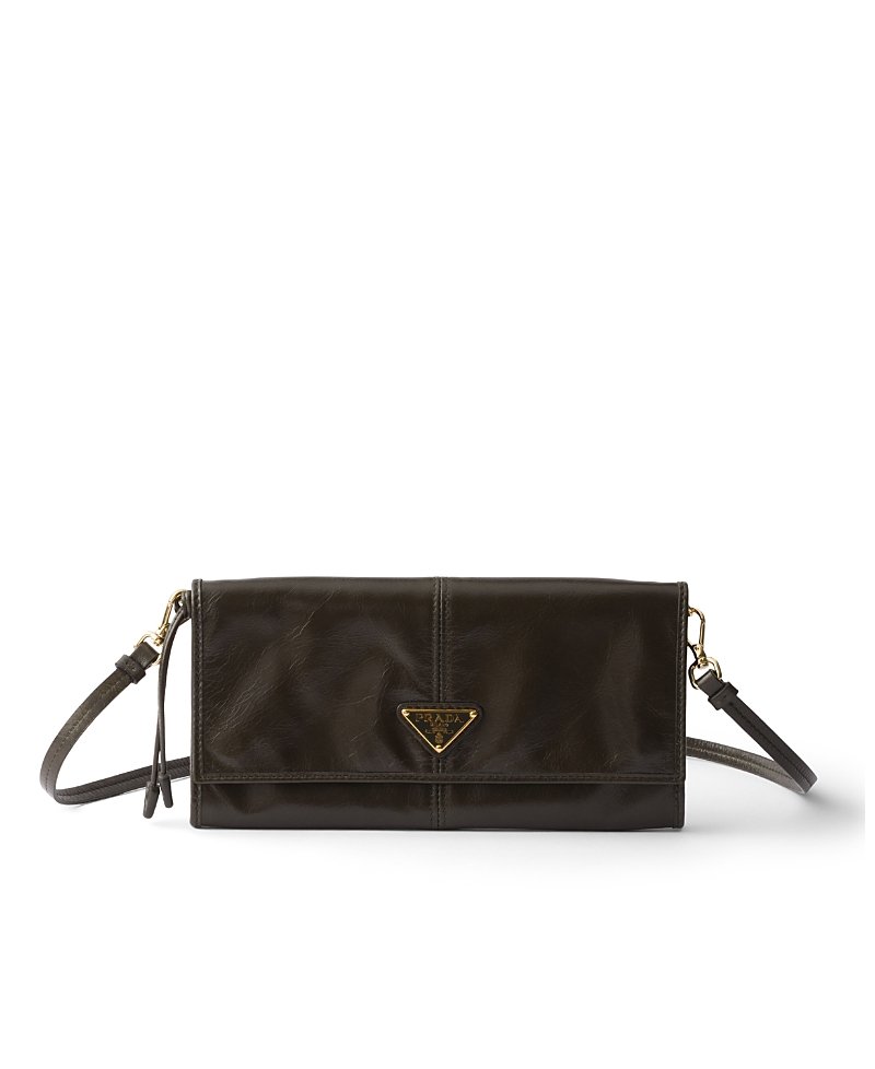 Prada Leather Wallet With Shoulder Strap · OS
