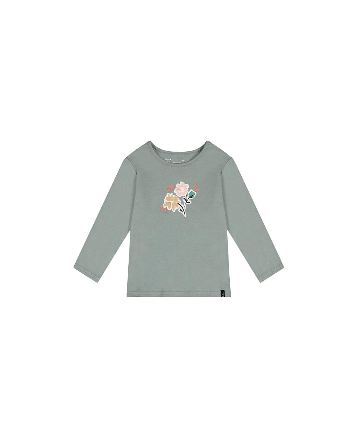Deux par Deux Girls' Organic Cotton Glitter Bouquet Long Sleeve T-Shirt - Baby