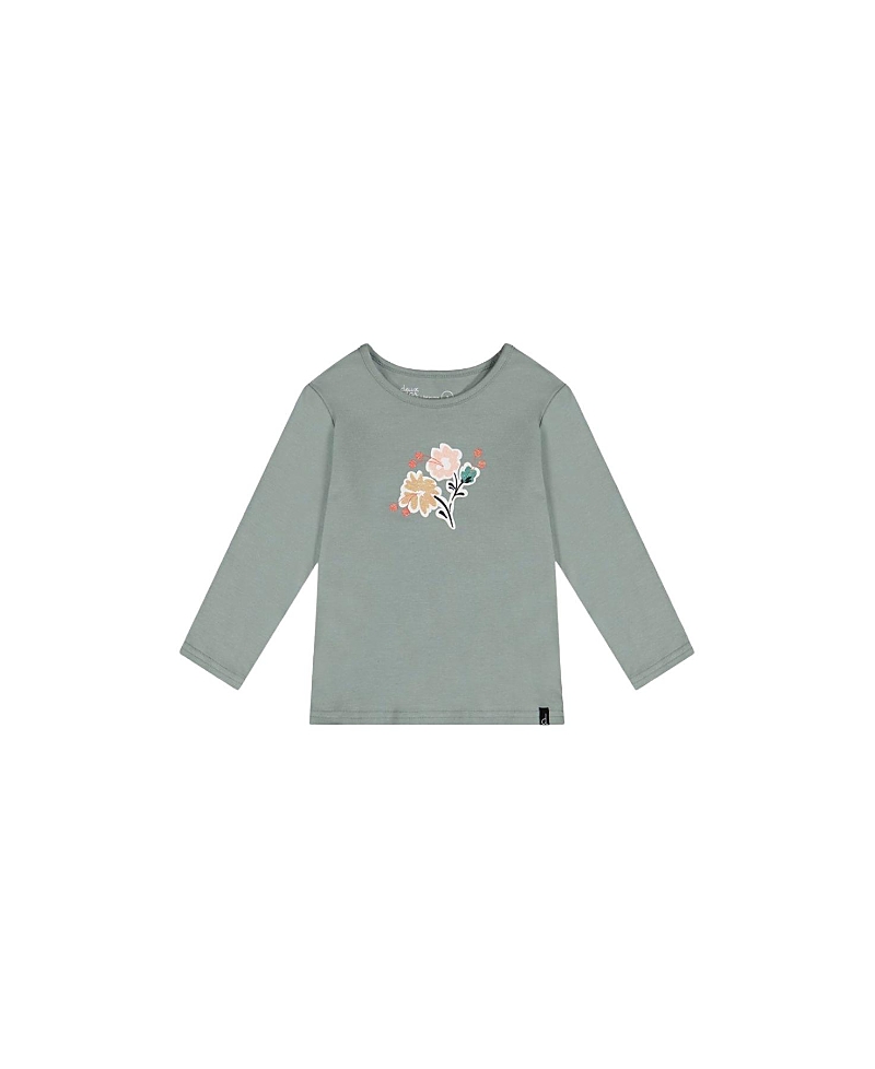 Deux par Deux Girls' Organic Cotton Glitter Bouquet Long Sleeve T-Shirt - Baby