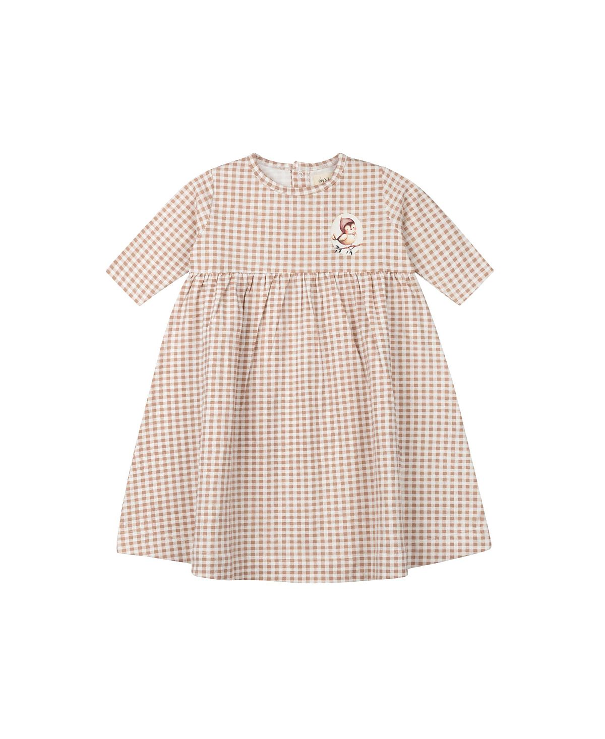 Ely's & Co. Girls' Gingham Owl Collection 3/4 Sleeve Dress - Little Kid, Big Kid