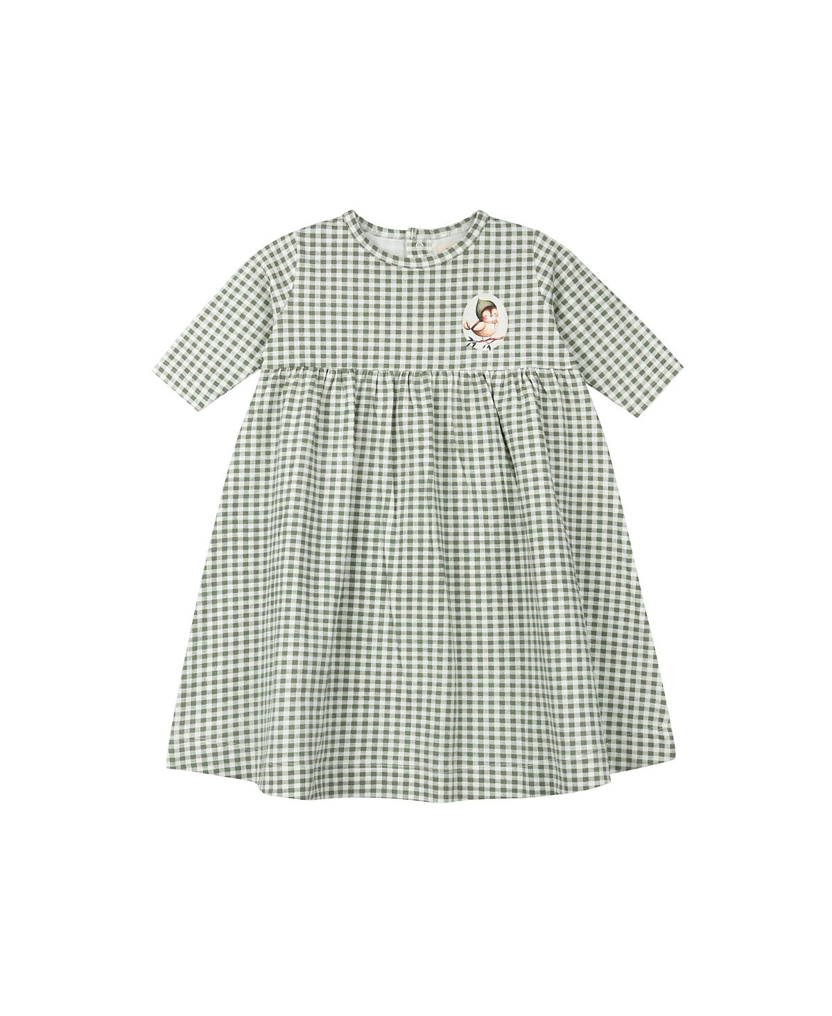 Ely's & Co. Girls' Gingham Owl Collection 3/4 Sleeve Dress - Little Kid, Big Kid