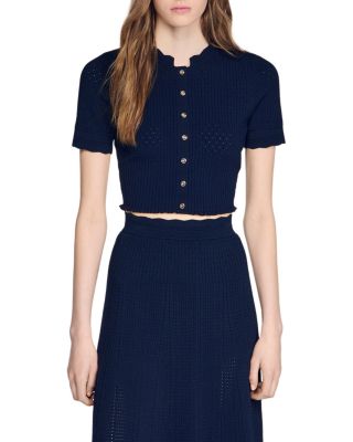 Heddy Cropped Pointelle Knit Top