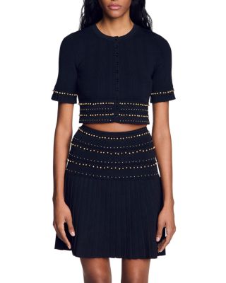 Oria Cropped Metallic Trim Top