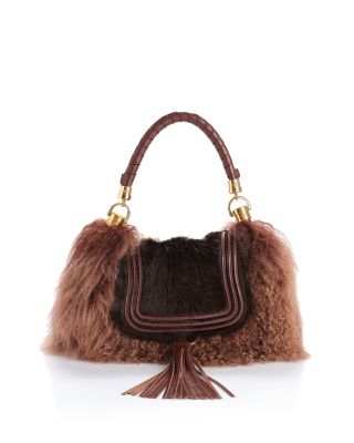 Marcie Small Shearling & Calf Hair Shoulder Bag