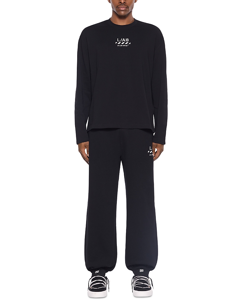 Off-White Cotton Diagonal Graphic Logo Drawstring Joggers