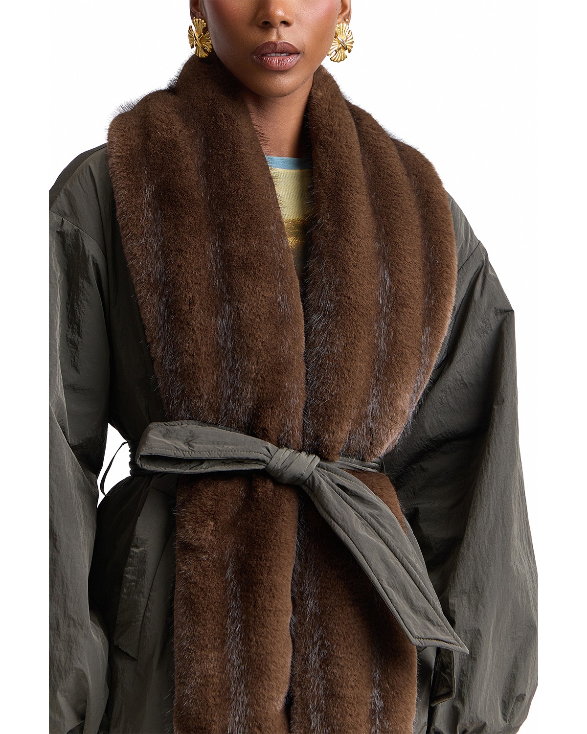 Faux Fur Trim Coat
