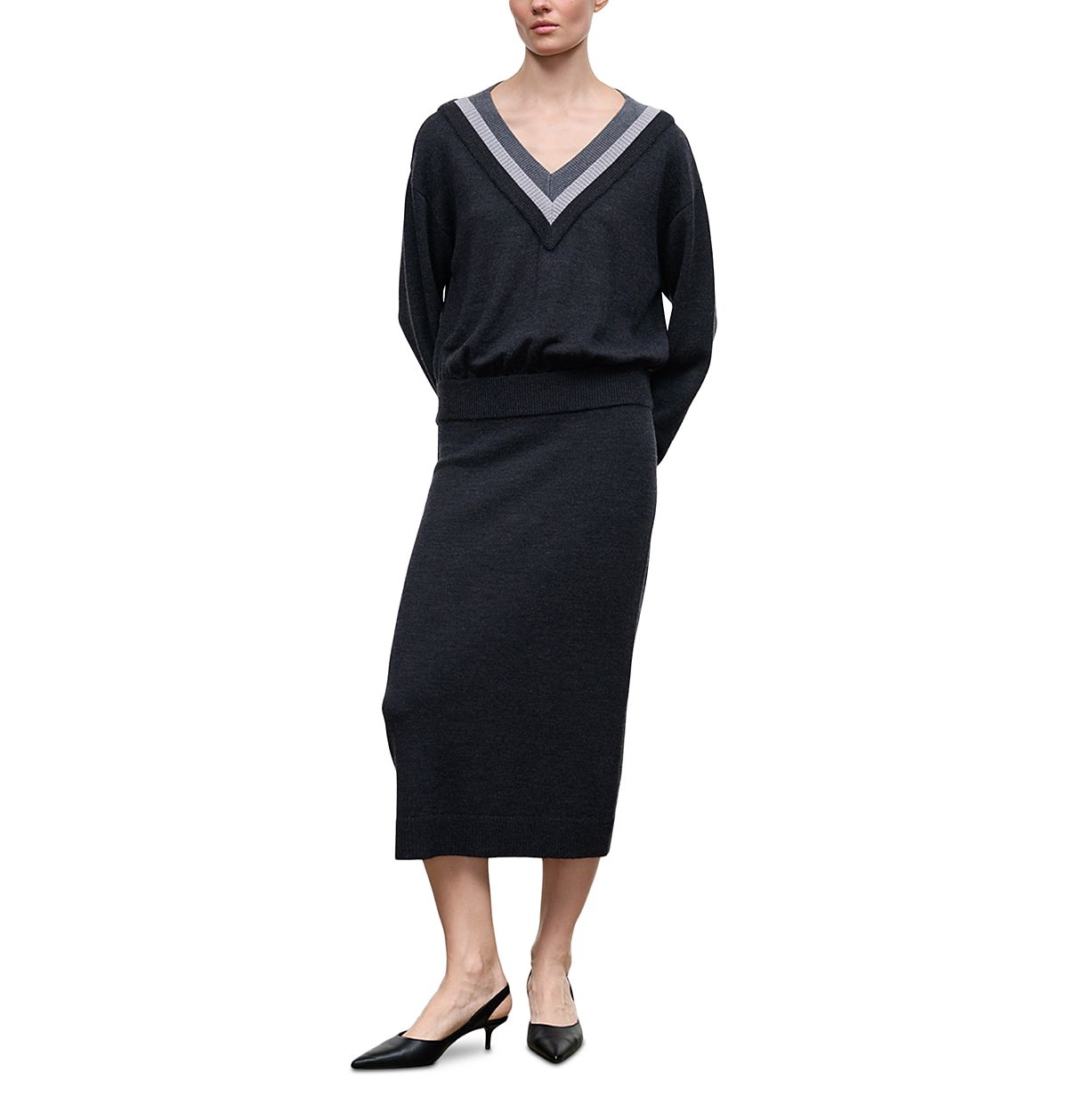 Staud Normandy Merino Wool Midi Sweater Dress