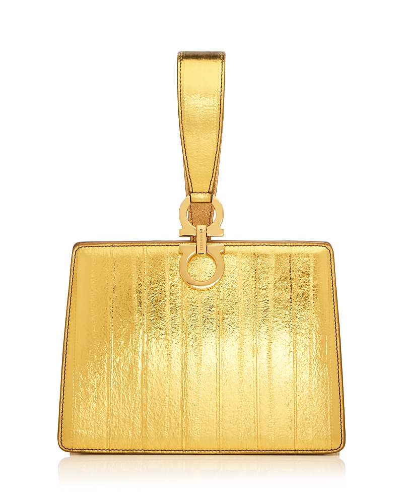 Ferragamo Small Metallic Leather Clutch