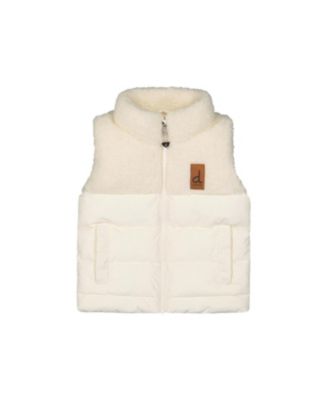 Deux par Deux Girls' Sleeveless Mid-Season Fleece Quilted High Collar Vest - Little Kid