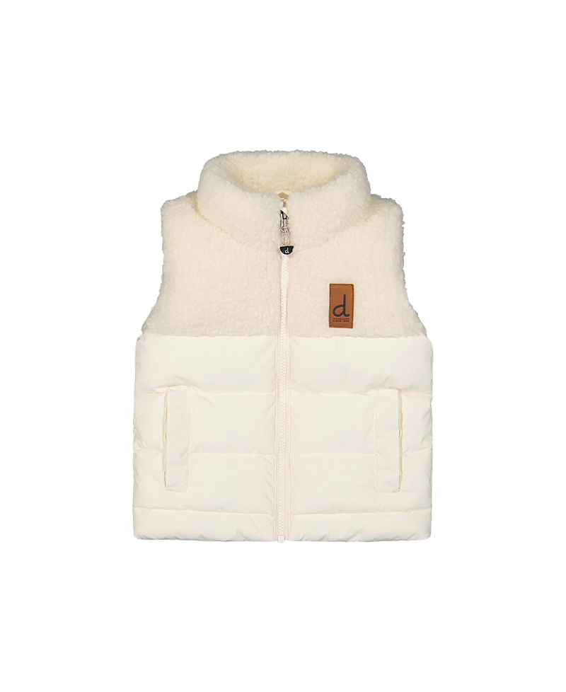 Deux par Deux Girls' Sleeveless Mid-Season Fleece Quilted High Collar Vest - Little Kid