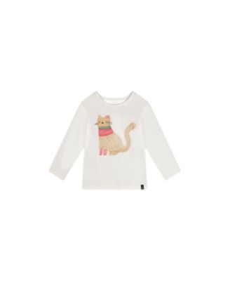 Girls' Organic Cotton Cat Embroidered Long Sleeve T-Shirt - Baby