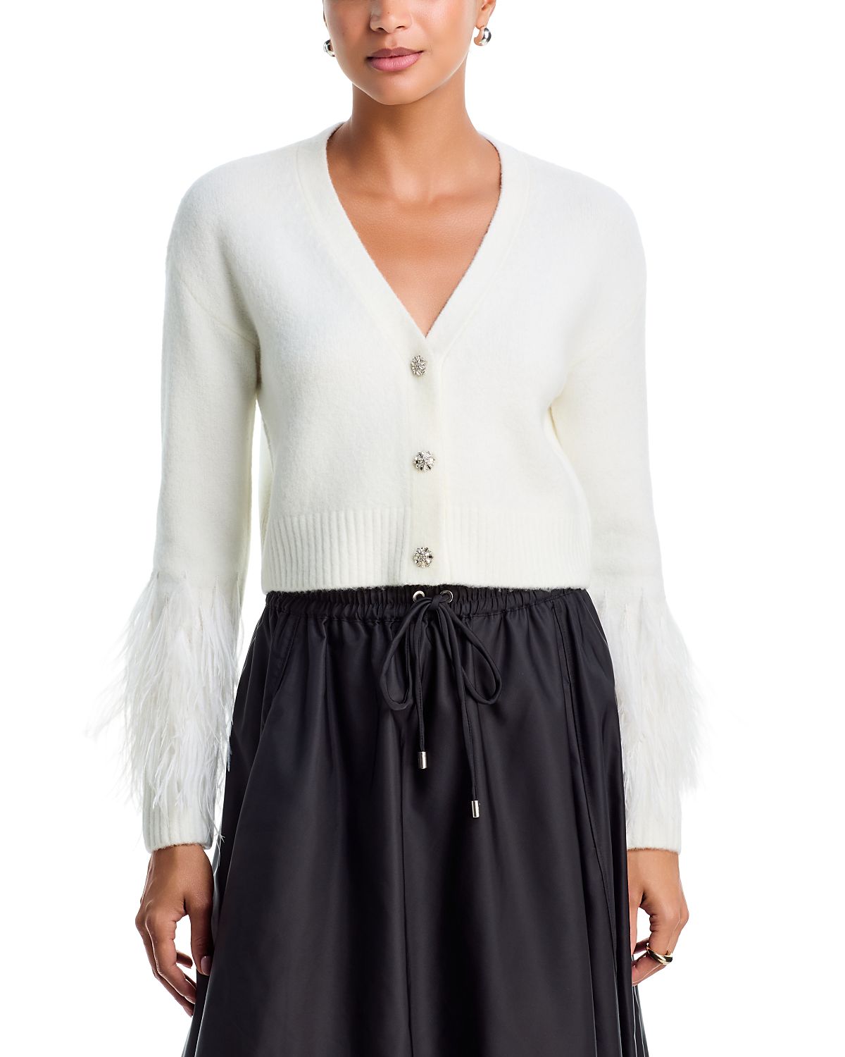 Cinq a Sept Bria Feather Trim Cardigan