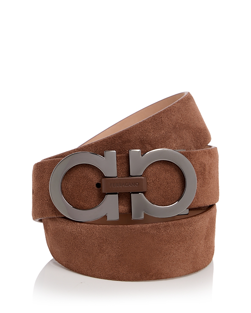 Ferragamo Men's Double Gancini Suede Belt