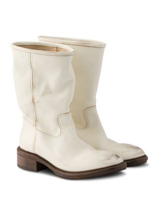 Prada Women's Vintage-Effect Leather Boots