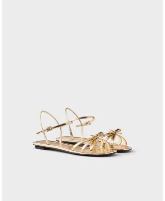 Women's Flat Metallic Leather Sandals