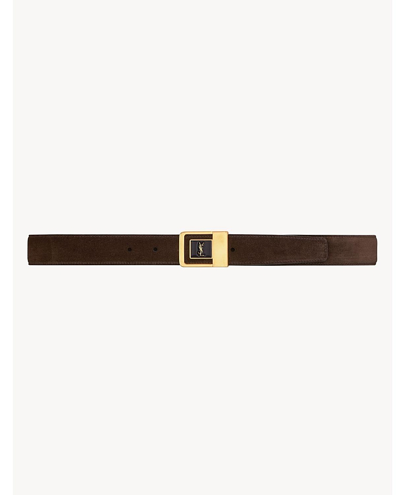Saint Laurent Female Buckle Belt in Crocodile-Embossed Leather